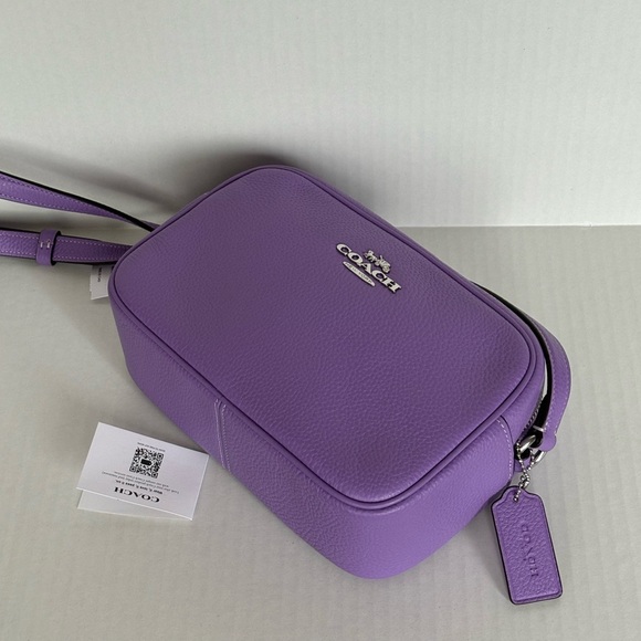 NWT Coach Jamie Refined Pebble Leather Camera Bag CR110 in Silver/Iris - Picture 9 of 16